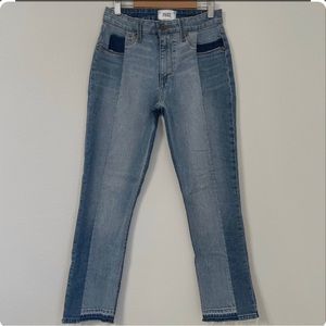 PAIGE Two-Tone Faded Jeans with Raw Hem